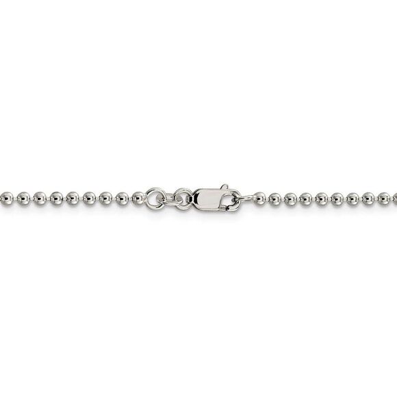 2.3mm Sterling Silver, Solid Beaded Chain Necklace, 24 Inch - Picture 4 of 8